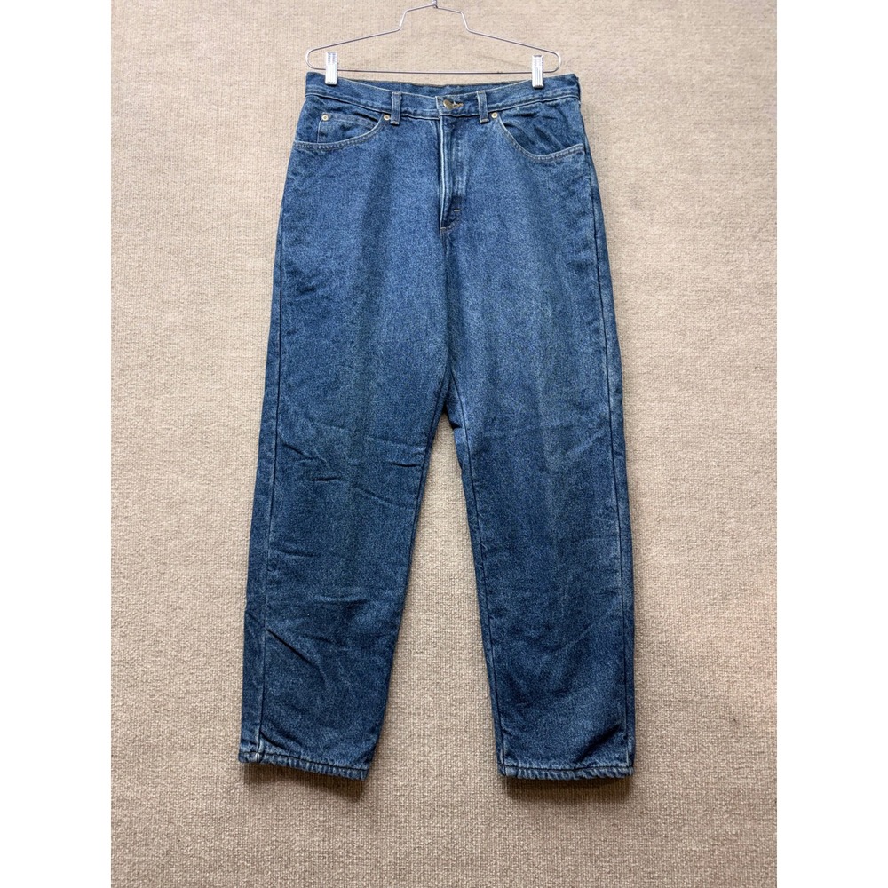 Vintage LL Bean Fleece Lined Jeans Mens 35x30 Made in USA Blue Denim Straight